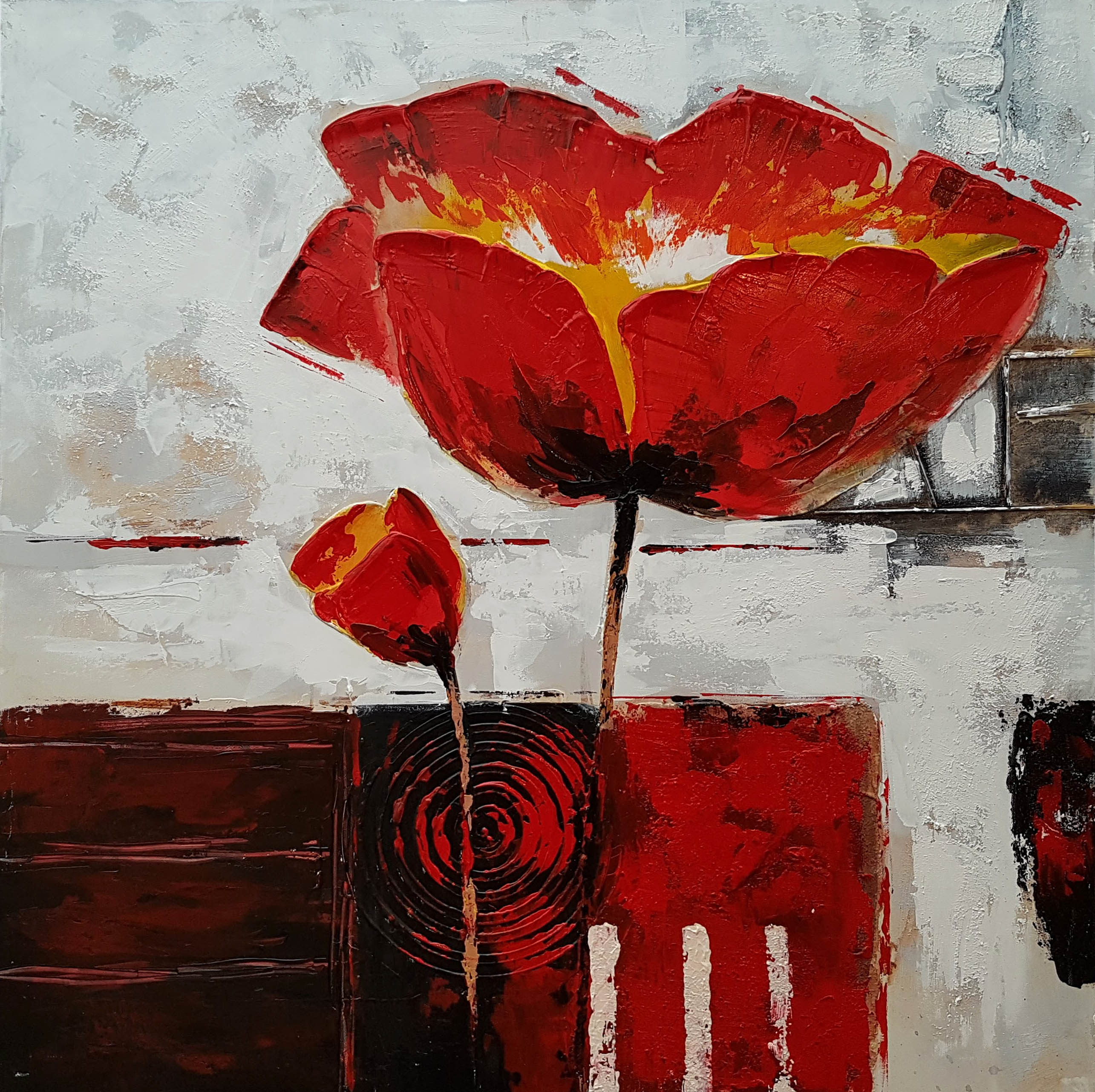 Runa Art - Schilderijen Bloemen Lelies 200 x 100 cm 5 Delen XXL Muur