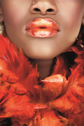 African Woman, Orange feathers