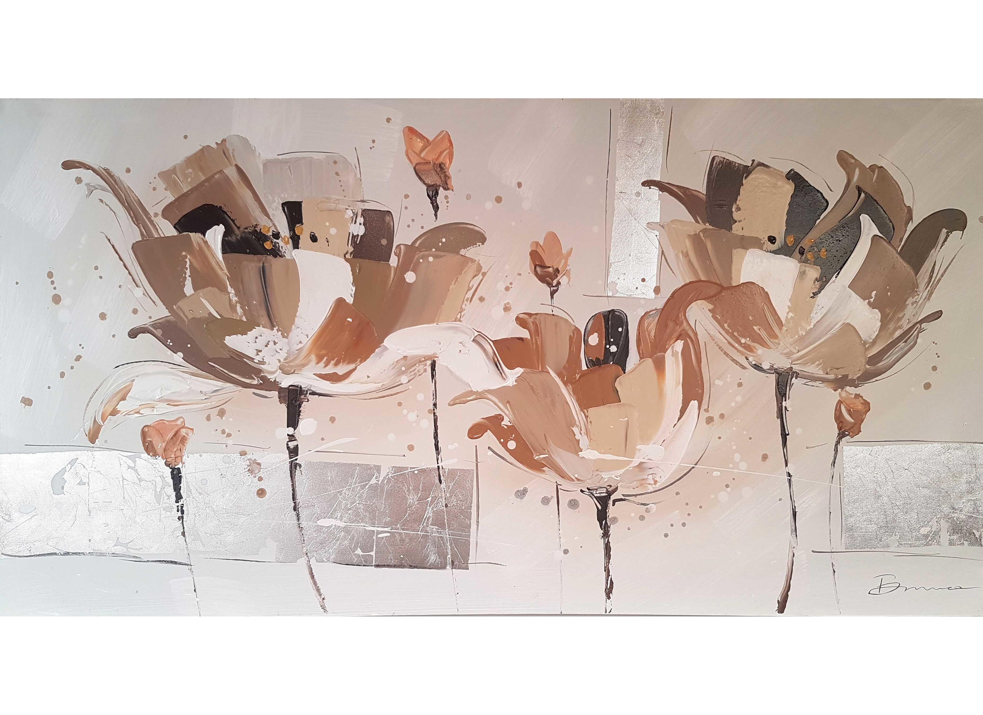 Opruiming :: Schilderijen / Abstracte bloemen breedte x hoogte in cm: 140 x 70 (72)