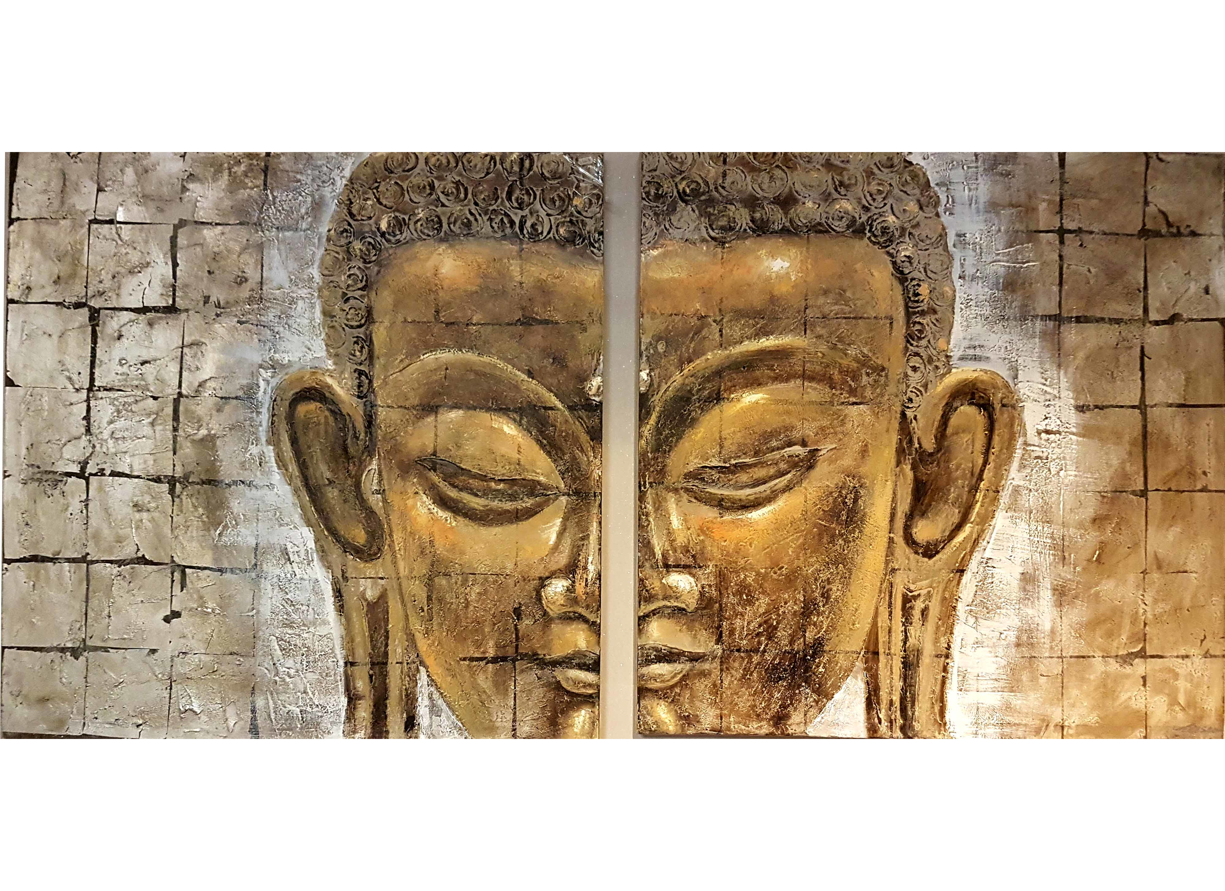 Wonen :: Wanddecoratie :: Schilderijen :: Boeddha, 2 delig breedte x hoogte in cm: 100(2) x 100