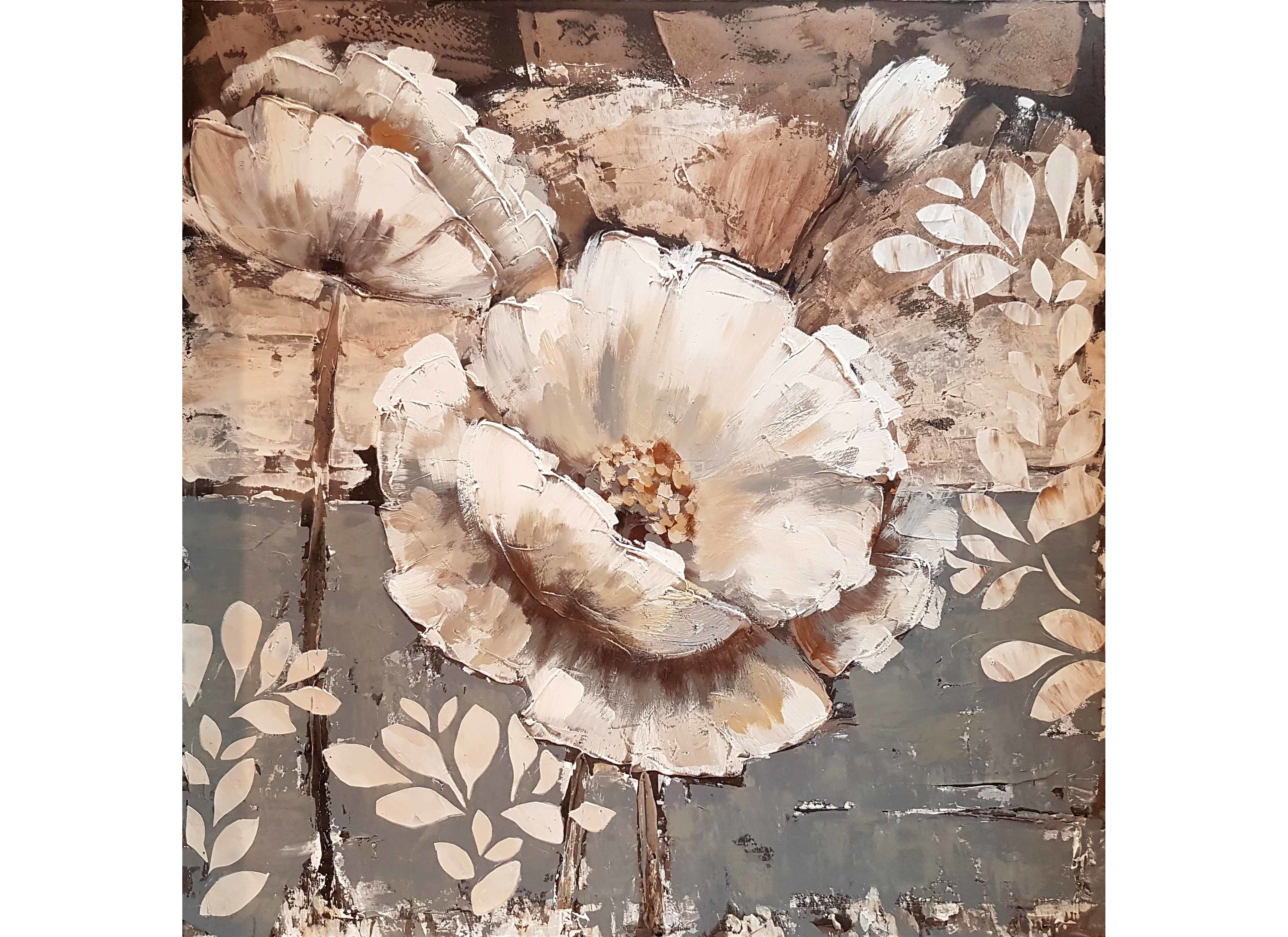 Machu Picchu Teleurgesteld fout Wonen :: Wanddecoratie :: Schilderijen :: Bloemen op grijs/witte  achtergrond breedte x hoogte in cm: 100 x 100 (35)