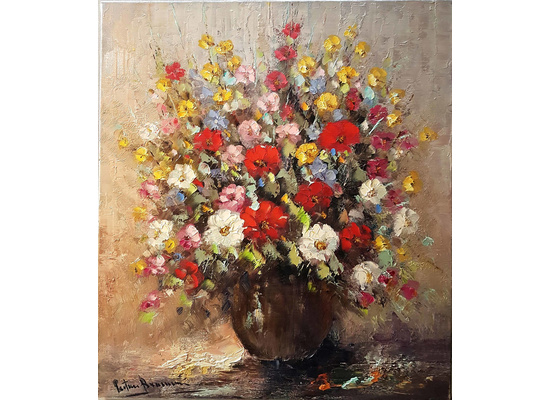 Stilleven bloemen van P. Brouwer breedte x hoogte in cm: 60 x 80 (14)