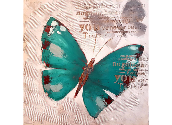 Groenblauwe vlinder breedte x hoogte in cm: 100 x 100 (41)