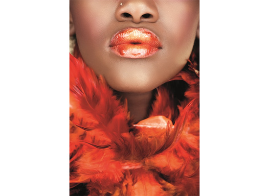 African Woman, Orange feathers