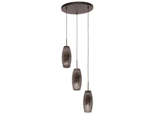 Hanglamp Zwart/Smoke Glas Bordo